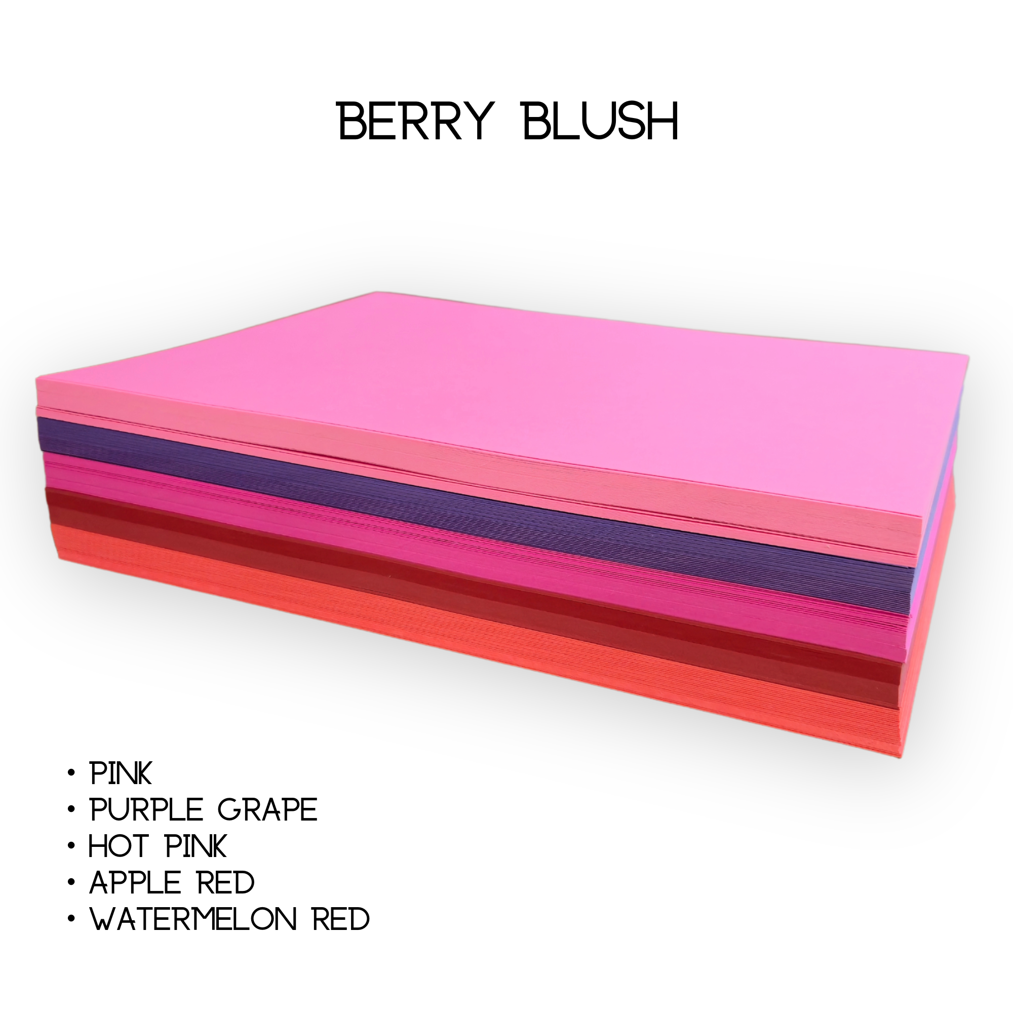 65lb 8.5x11 Light Cardstock Multi-Color Bundles Berry Blush 65lb blue bond color colored colorful colors cover green pink purple red smooth text white yellow Bright ThunderBolt Paper Berry Blush