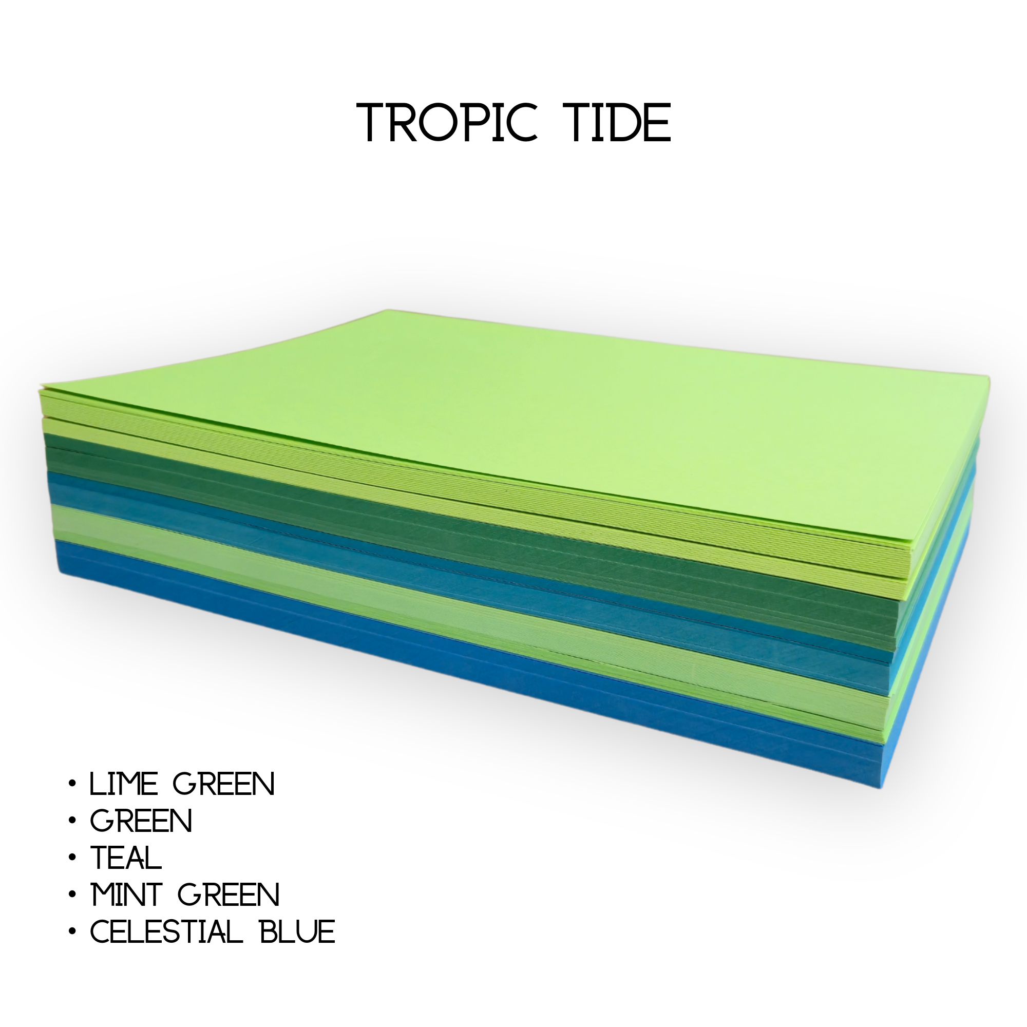 65lb 8.5x11 Light Cardstock Multi-Color Bundles Tropic Tide 65lb blue bond color colored colorful colors cover green pink purple red smooth text white yellow Bright ThunderBolt Paper Tropic Tide