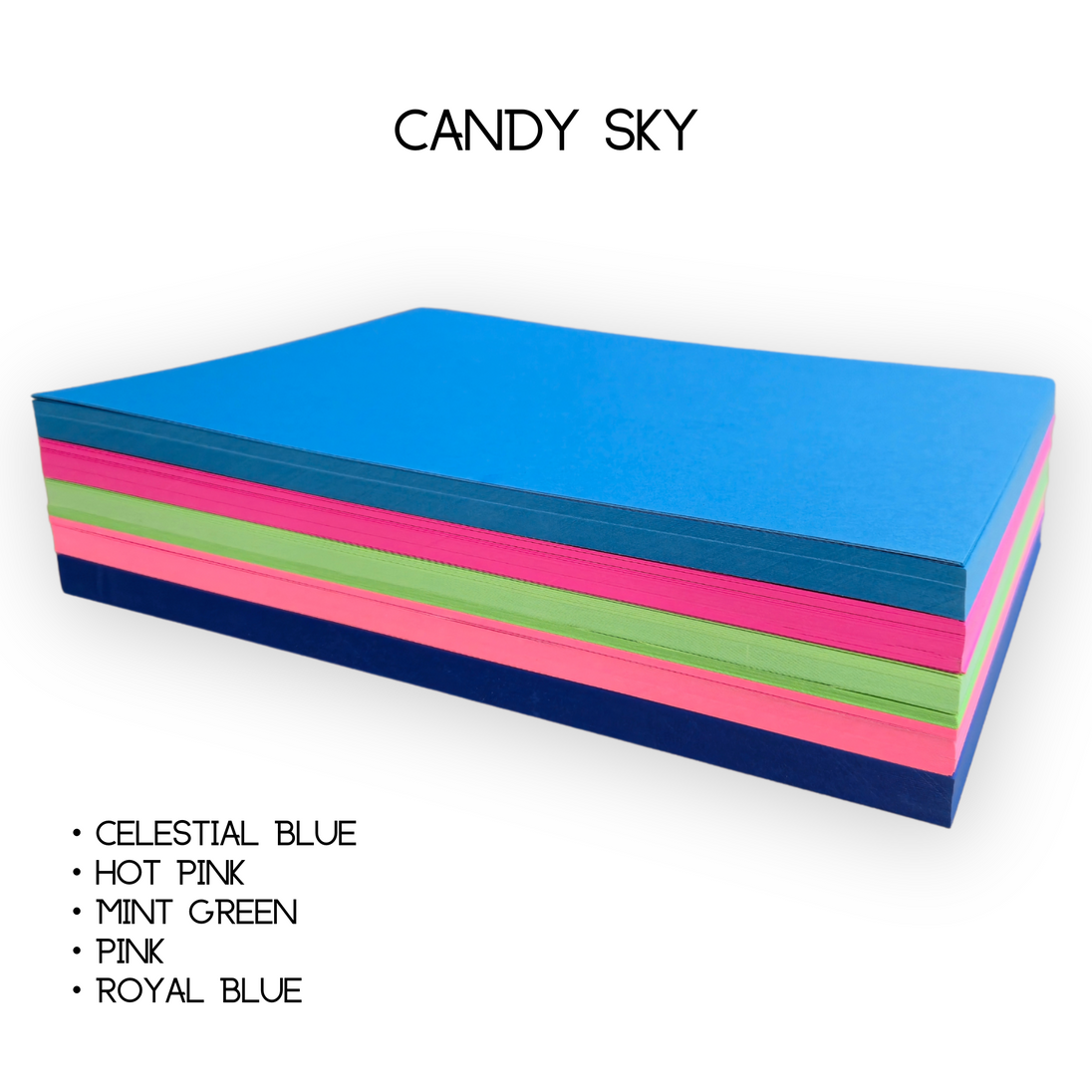 65lb 8.5x11 Light Cardstock Multi-Color Bundles Candy Sky 65lb blue bond color colored colorful colors cover green pink purple red smooth text white yellow Bright ThunderBolt Paper Candy Sky
