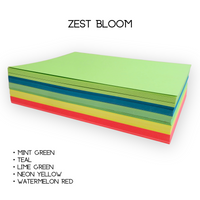 65lb 8.5x11 Light Cardstock Multi-Color Bundles Zest Bloom 65lb blue bond color colored colorful colors cover green pink purple red smooth text white yellow Bright ThunderBolt Paper Zest Bloom