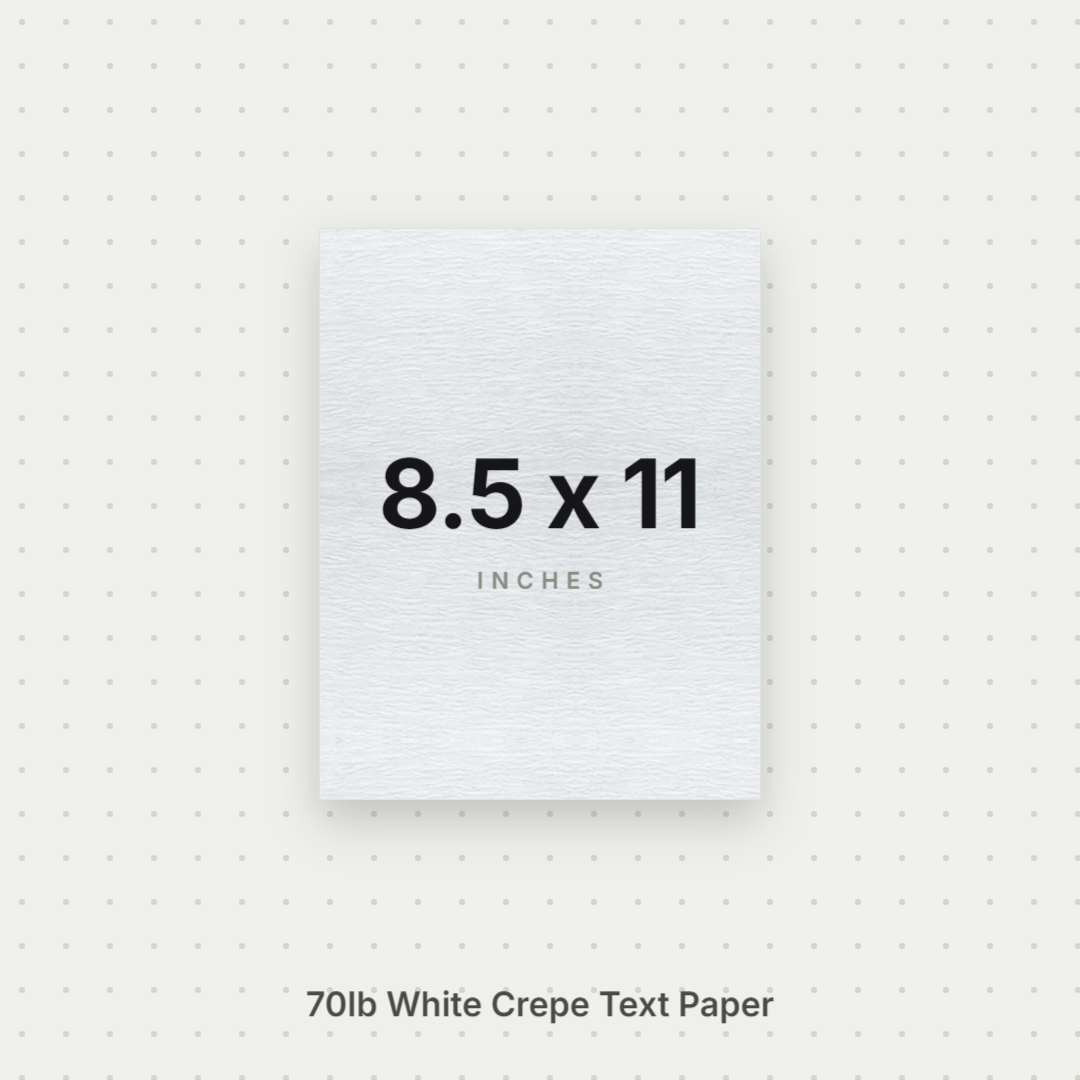 White Crepe Paper, 70# Text Weight Textured Paper 8.5x11 Crepe ThunderBolt Paper 8.5x11