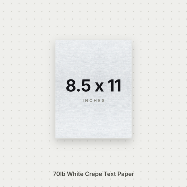 White Crepe Paper, 70# Text Weight Textured Paper 8.5x11 Crepe ThunderBolt Paper 8.5x11