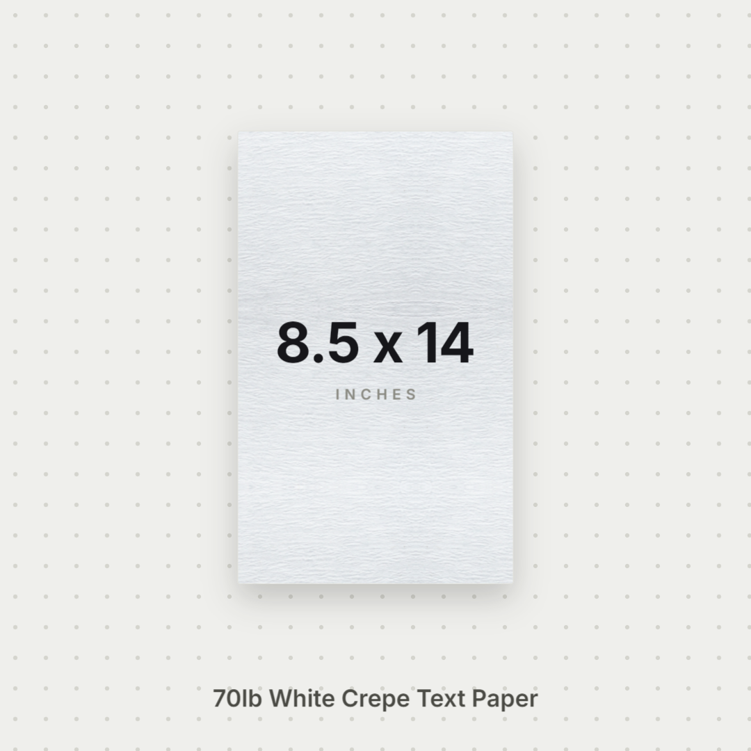 White Crepe Paper, 70# Text Weight Textured Paper 8.5x14 Crepe ThunderBolt Paper 8.5x14