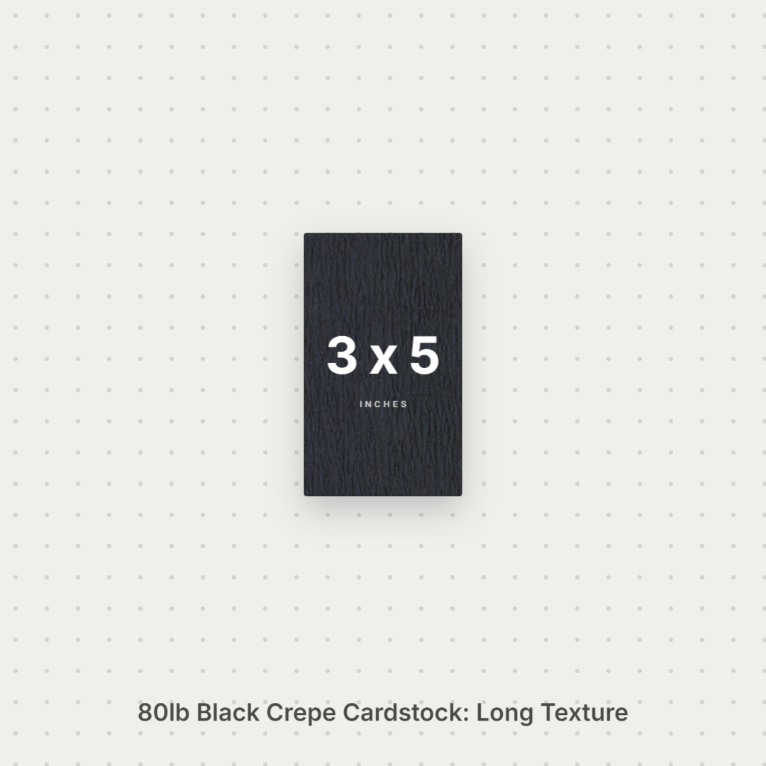 Black Crepe Cardstock, 80# Cover Weight Textured Paper 3x5 Long Texture Crepe ThunderBolt Paper 3x5 Long