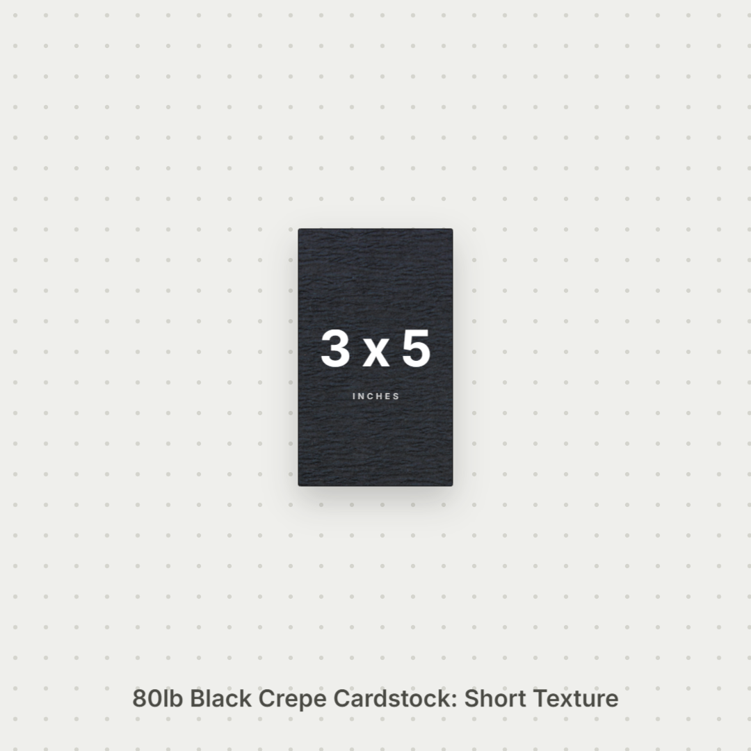 Black Crepe Cardstock, 80# Cover Weight Textured Paper 3x5 Short Texture Crepe ThunderBolt Paper 3x5 Short