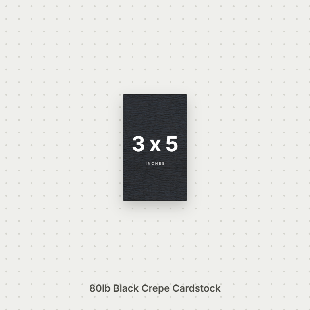 Black Crepe Cardstock, 80# Cover Weight Textured Paper 3x5 Crepe ThunderBolt Paper 3x5