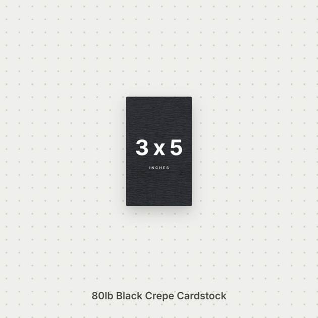 Black Crepe Cardstock, 80# Cover Weight Textured Paper 3x5 Crepe ThunderBolt Paper 3x5