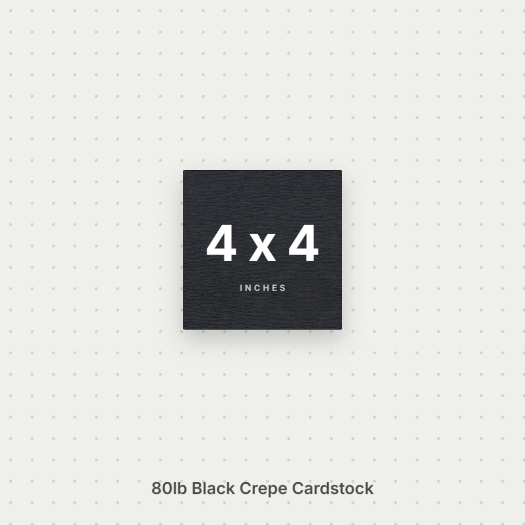 Black Crepe Cardstock, 80# Cover Weight Textured Paper 4x4 Crepe ThunderBolt Paper 4x4