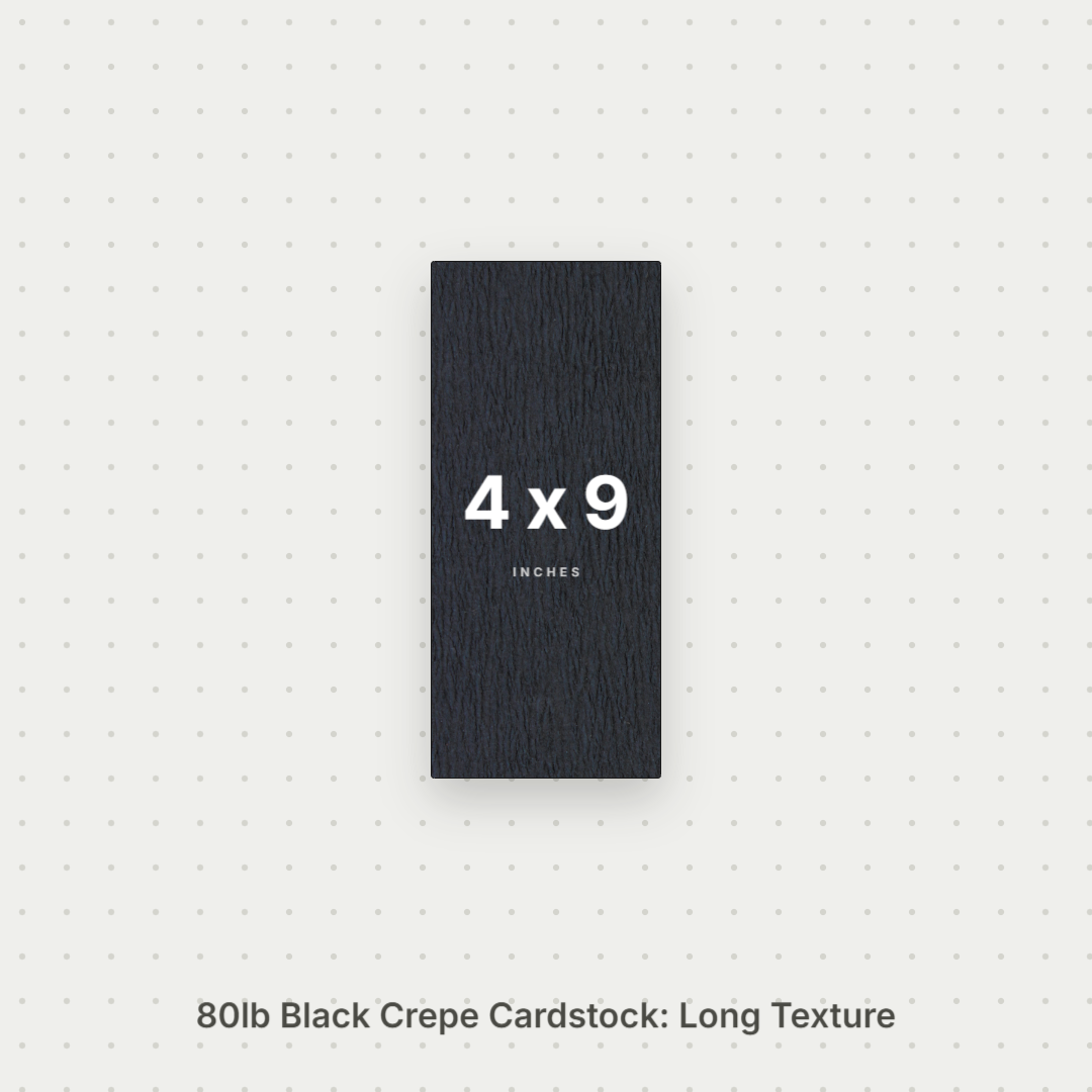 Black Crepe Cardstock, 80# Cover Weight Textured Paper 4x9 Long Texture Crepe ThunderBolt Paper 4x9 Long
