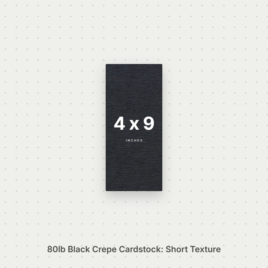 Black Crepe Cardstock, 80# Cover Weight Textured Paper 4x9 Short Texture Crepe ThunderBolt Paper 4x9 Short