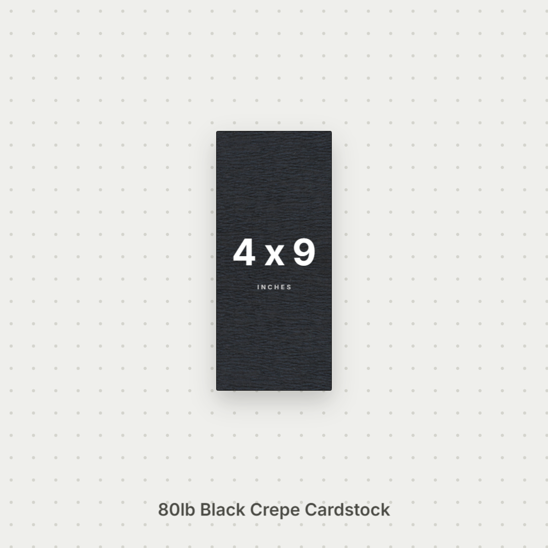Black Crepe Cardstock, 80# Cover Weight Textured Paper 4x9 Crepe ThunderBolt Paper 4x9