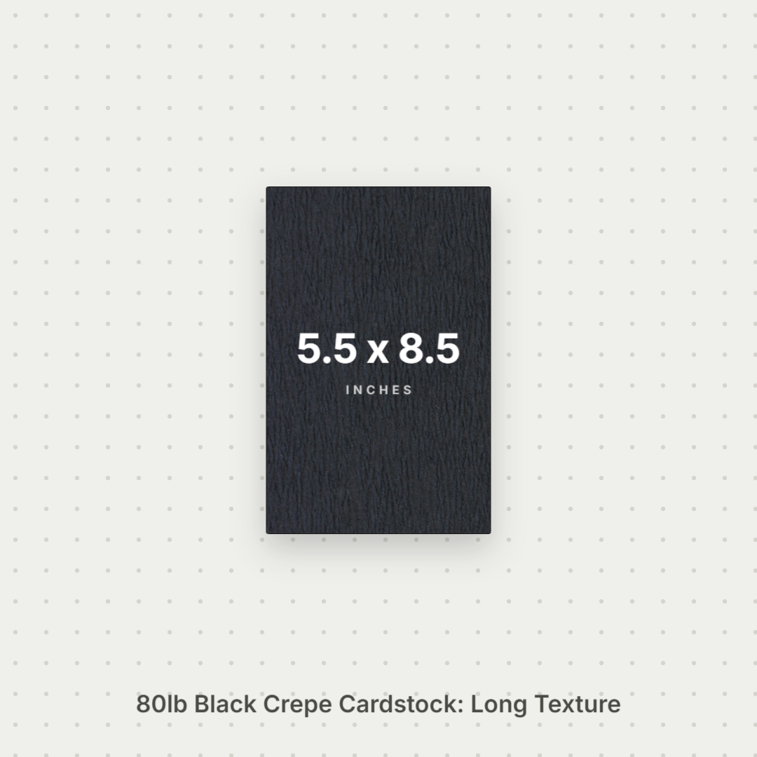 Black Crepe Cardstock, 80# Cover Weight Textured Paper 5.5x8.5 Long Texture Crepe ThunderBolt Paper 5.5x8.5 Long