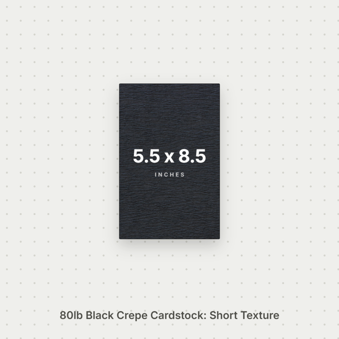 Black Crepe Cardstock, 80# Cover Weight Textured Paper 5.5x8.5 Short Texture Crepe ThunderBolt Paper 5.5x8.5 Short