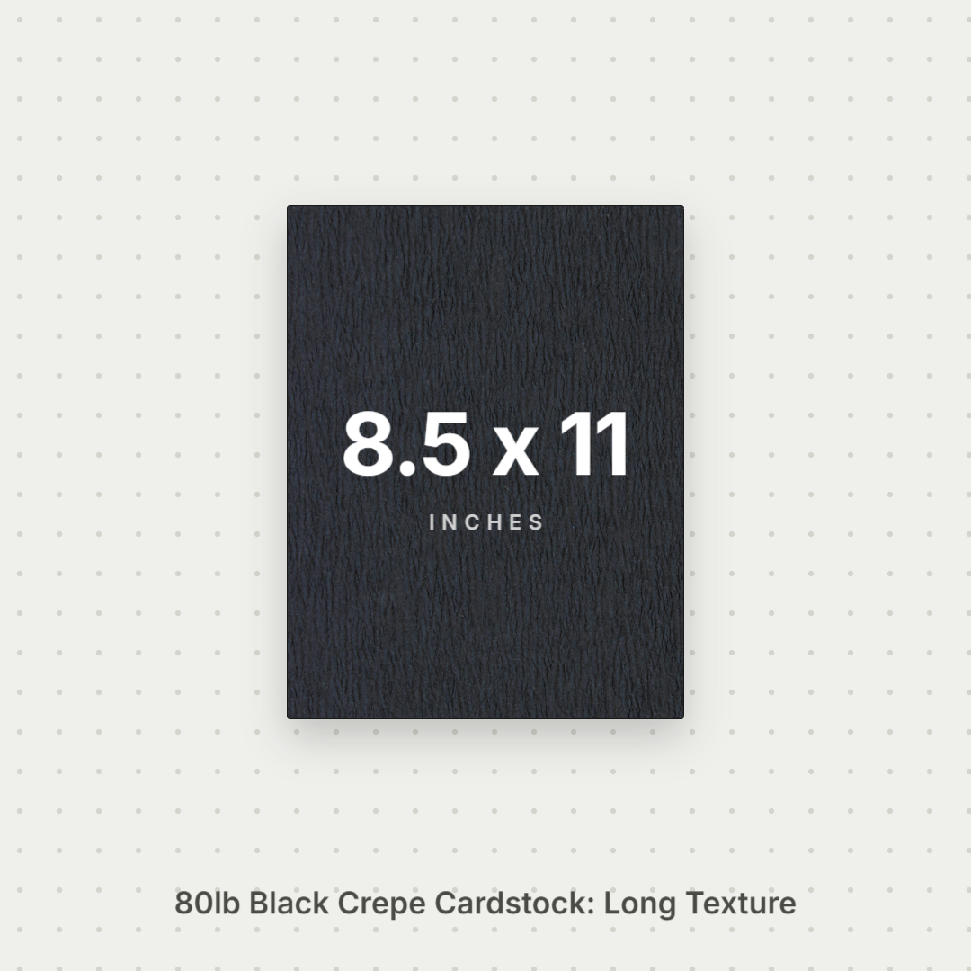 Black Crepe Cardstock, 80# Cover Weight Textured Paper 8.5x11 Long Texture Crepe ThunderBolt Paper 8.5x11 Long