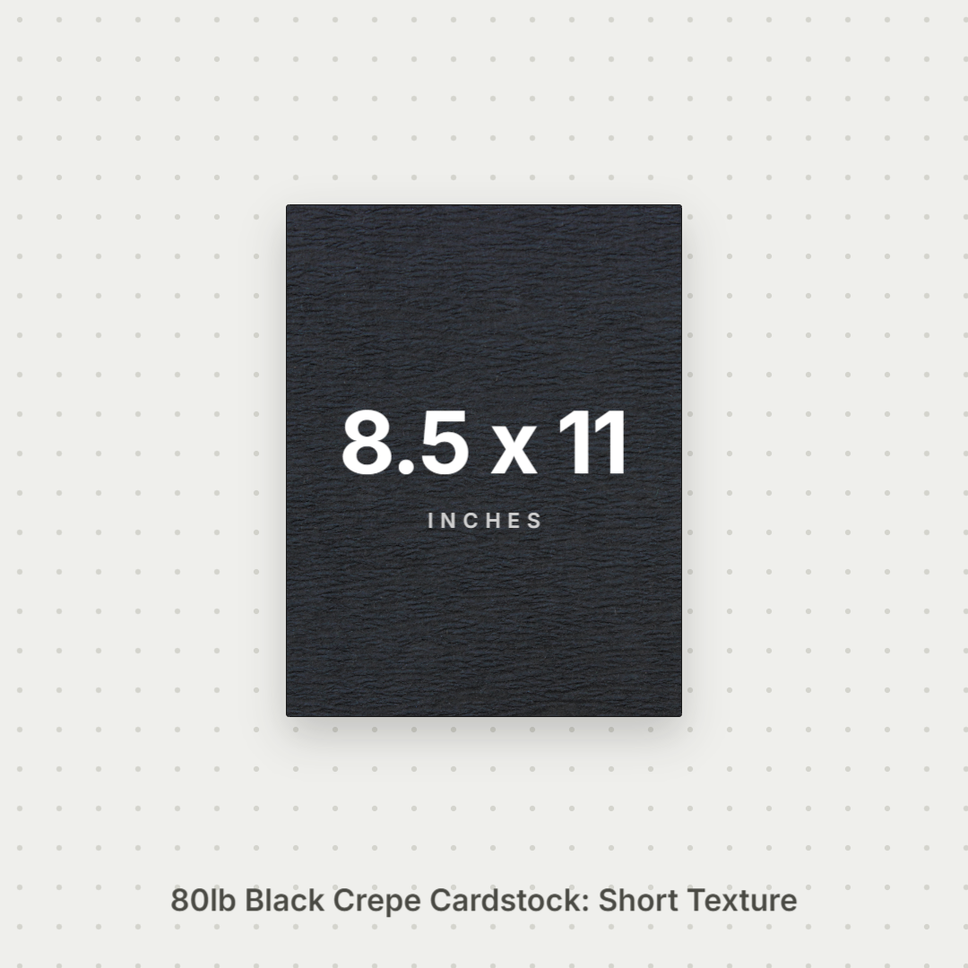 Black Crepe Cardstock, 80# Cover Weight Textured Paper 8.5x11 Short Texture Crepe ThunderBolt Paper 8.5x11 Short