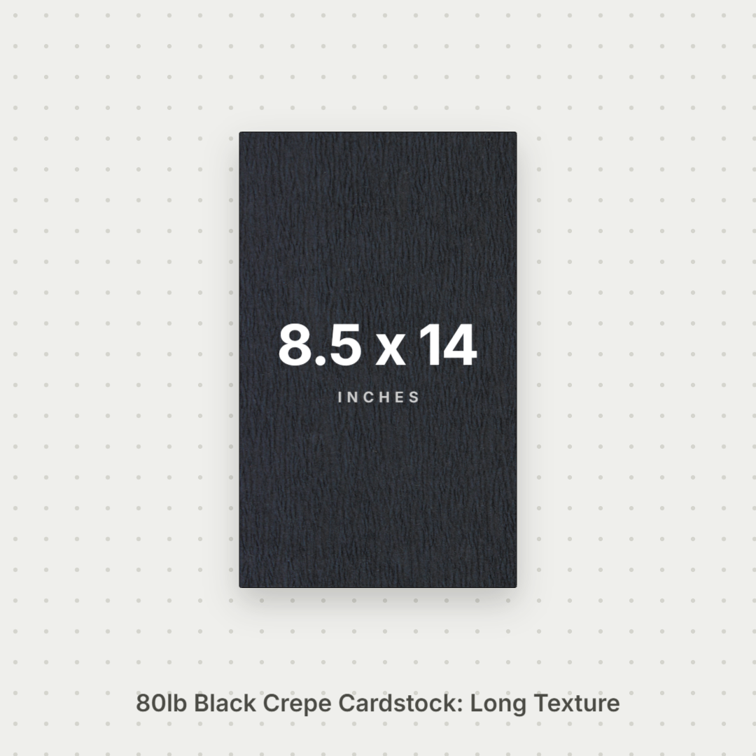 Black Crepe Cardstock, 80# Cover Weight Textured Paper 8.5x14 Long Texture Crepe ThunderBolt Paper 8.5x14 Long