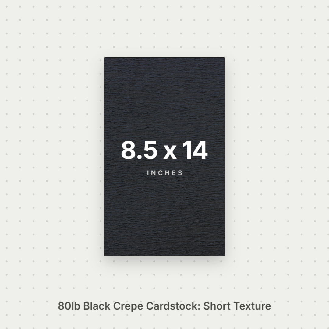 Black Crepe Cardstock, 80# Cover Weight Textured Paper 8.5x14 Short Texture Crepe ThunderBolt Paper 8.5x14 Short