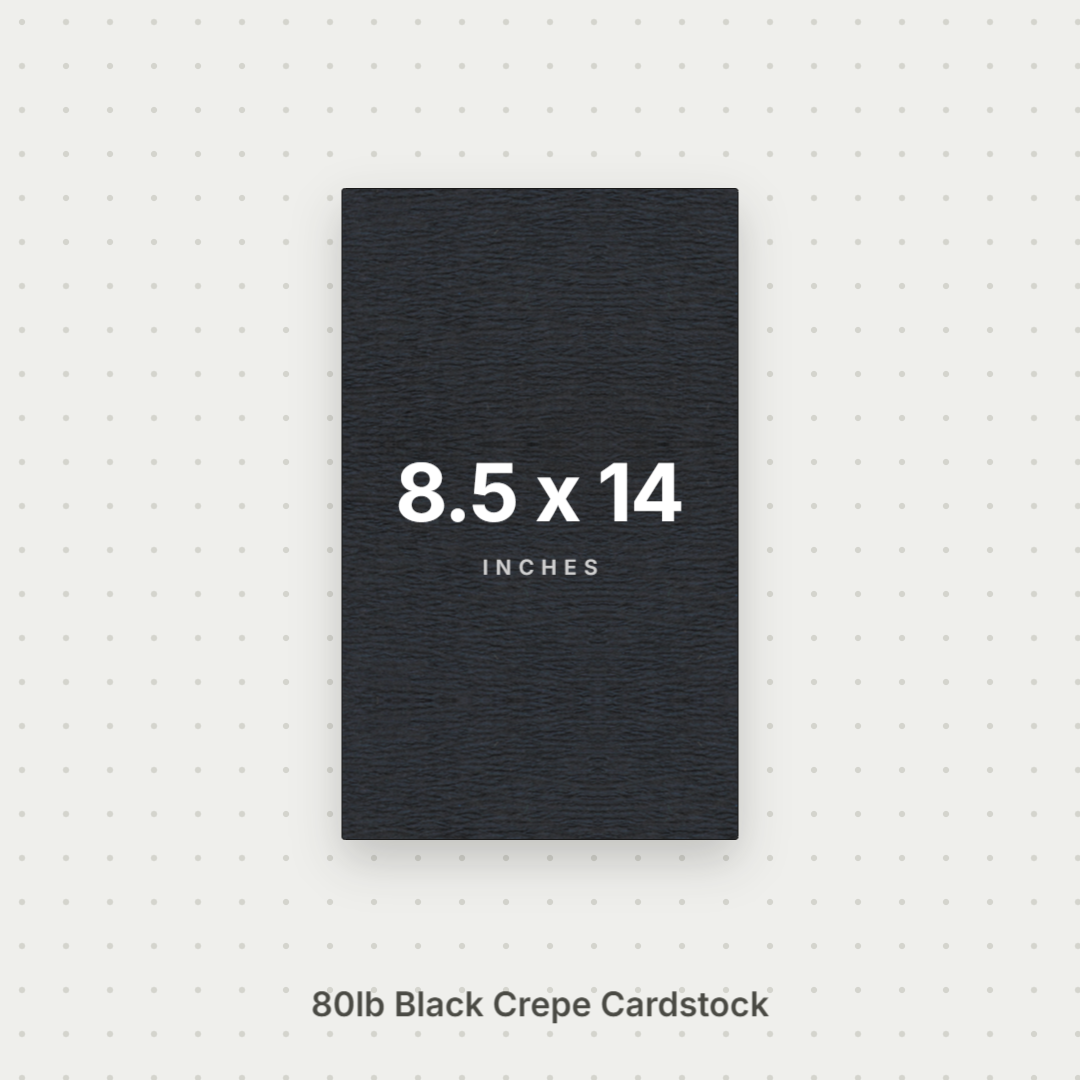 Black Crepe Cardstock, 80# Cover Weight Textured Paper 8.5x14 Crepe ThunderBolt Paper 8.5x14