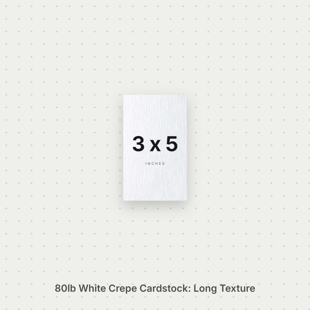 White Crepe Cardstock, 80# Cover Weight Textured Paper 3x5 Long Texture Crepe ThunderBolt Paper 3x5 Long