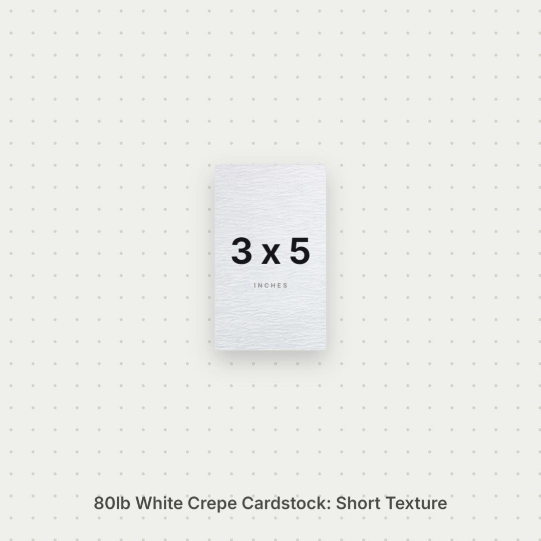 White Crepe Cardstock, 80# Cover Weight Textured Paper 3x5 Short Texture Crepe ThunderBolt Paper 3x5 Short