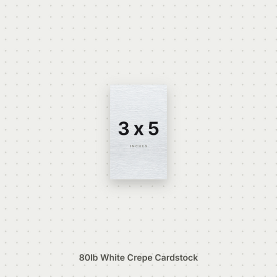 White Crepe Cardstock, 80# Cover Weight Textured Paper 3x5 Crepe ThunderBolt Paper 3x5