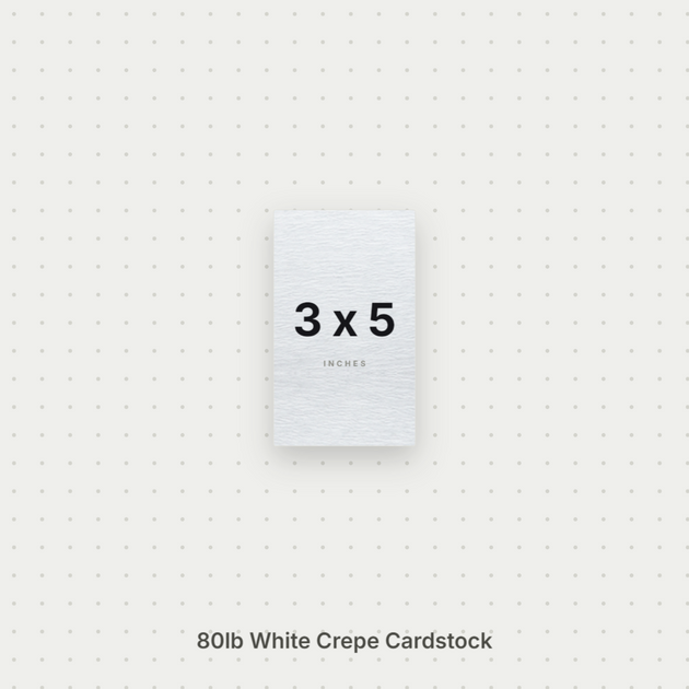 White Crepe Cardstock, 80# Cover Weight Textured Paper 3x5 Crepe ThunderBolt Paper 3x5