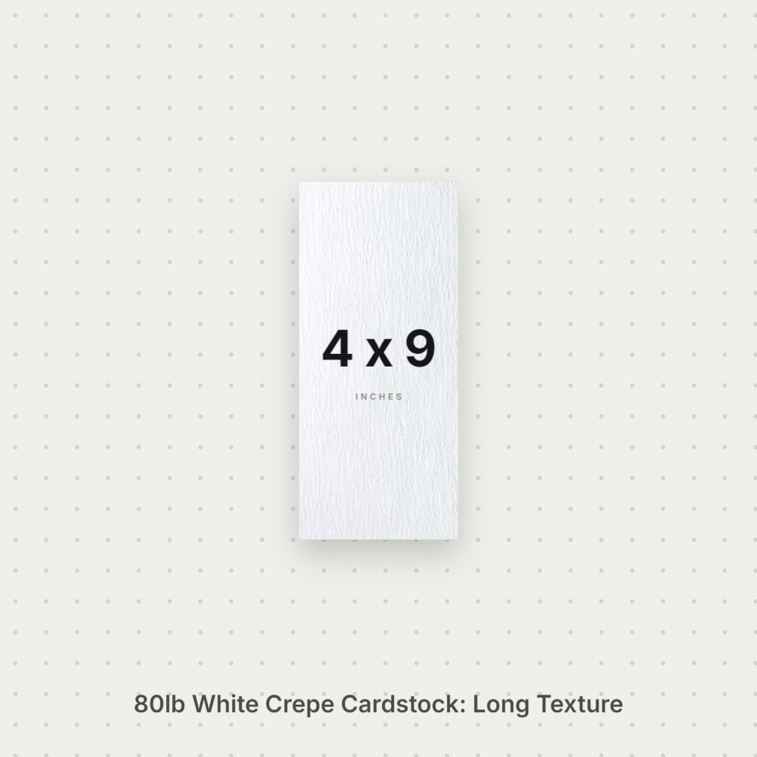 White Crepe Cardstock, 80# Cover Weight Textured Paper 4x9 Long Texture Crepe ThunderBolt Paper 4x9 Long