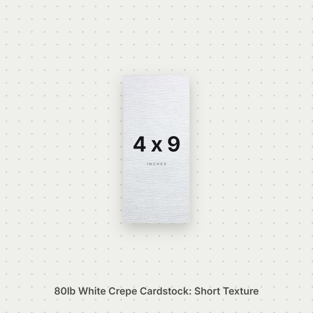 White Crepe Cardstock, 80# Cover Weight Textured Paper 4x9 Short Texture Crepe ThunderBolt Paper 4x9 Short