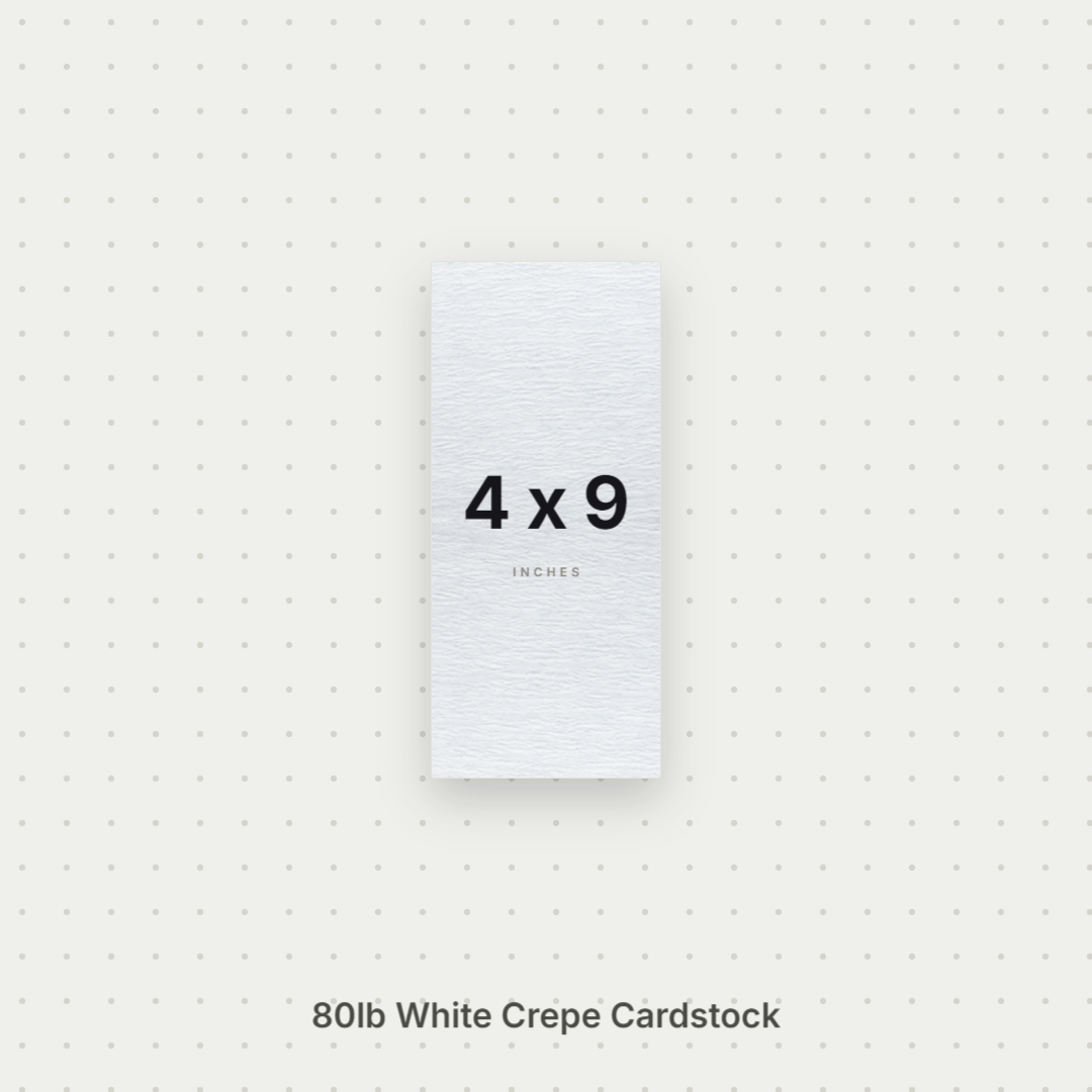 White Crepe Cardstock, 80# Cover Weight Textured Paper 4x9 Crepe ThunderBolt Paper 4x9