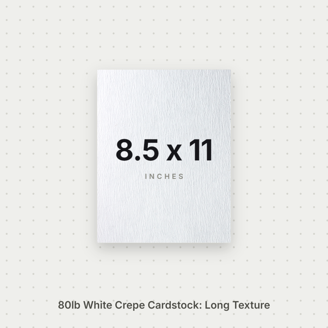 White Crepe Cardstock, 80# Cover Weight Textured Paper 8.5x11 Long Texture Crepe ThunderBolt Paper 8.5x11 Long