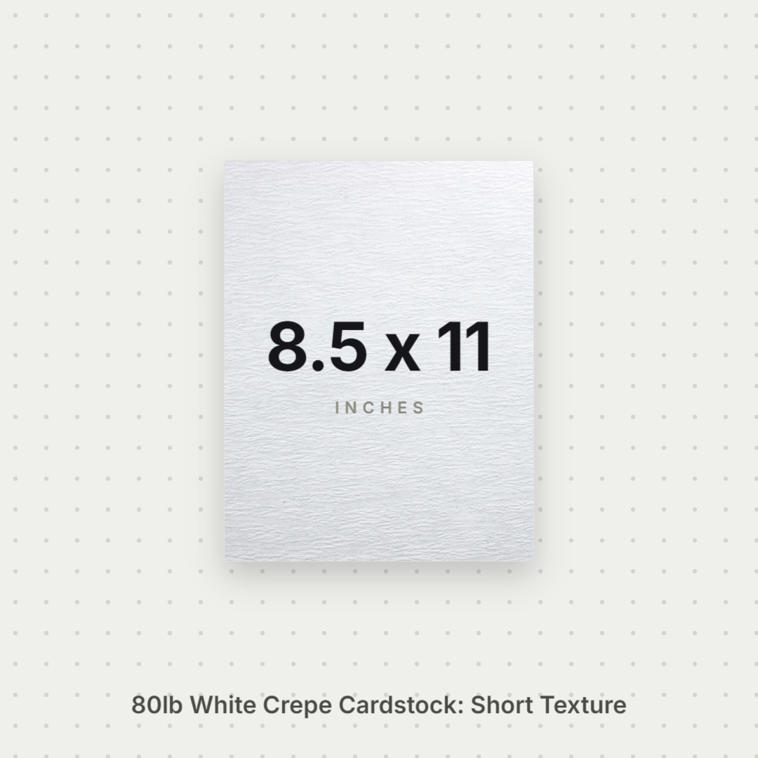 White Crepe Cardstock, 80# Cover Weight Textured Paper 8.5x11 Short Texture Crepe ThunderBolt Paper 8.5x11 Short