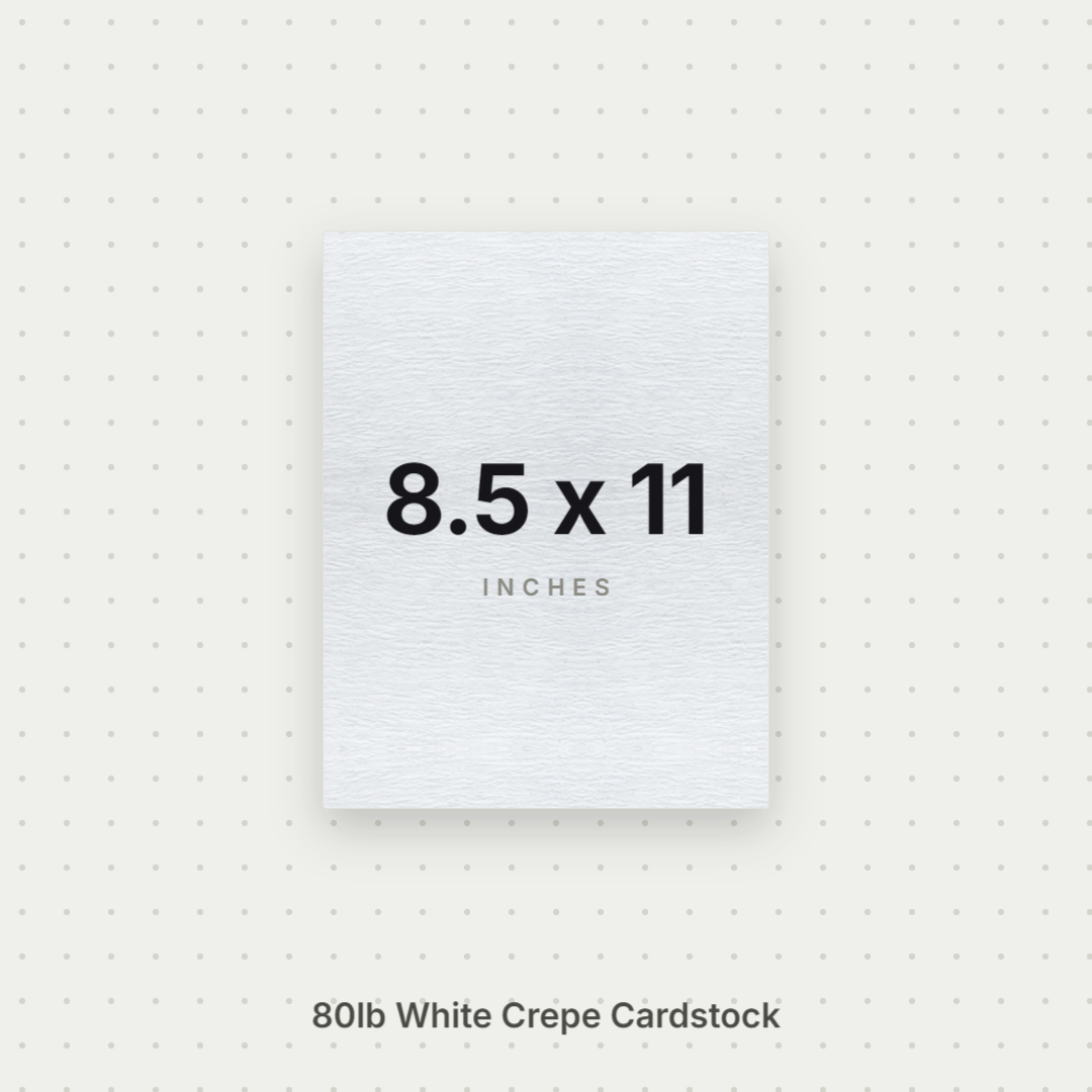White Crepe Cardstock, 80# Cover Weight Textured Paper 8.5x11 Crepe ThunderBolt Paper 8.5x11