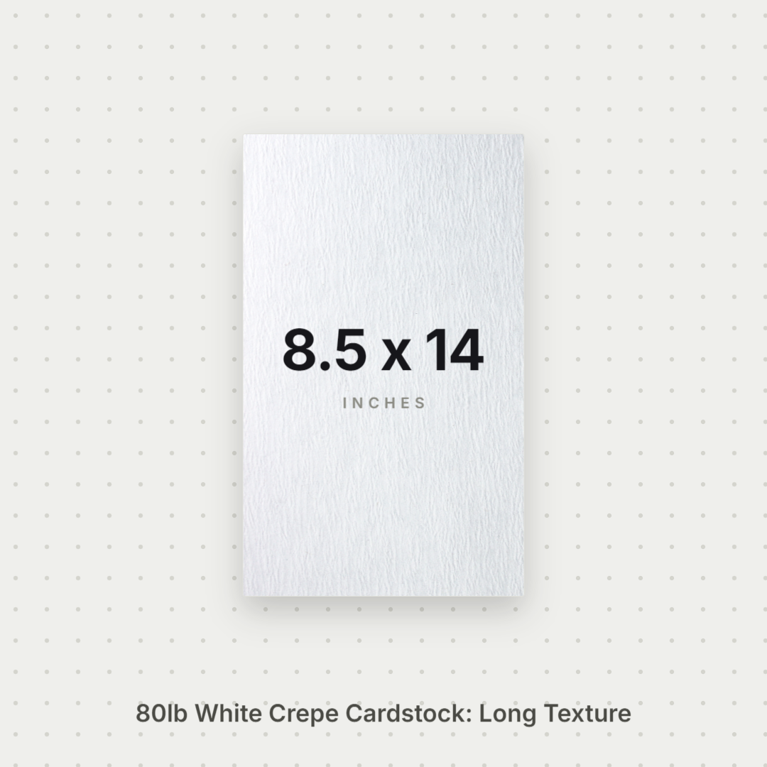 White Crepe Cardstock, 80# Cover Weight Textured Paper 8.5x14 Long Texture Crepe ThunderBolt Paper 8.5x14 Long