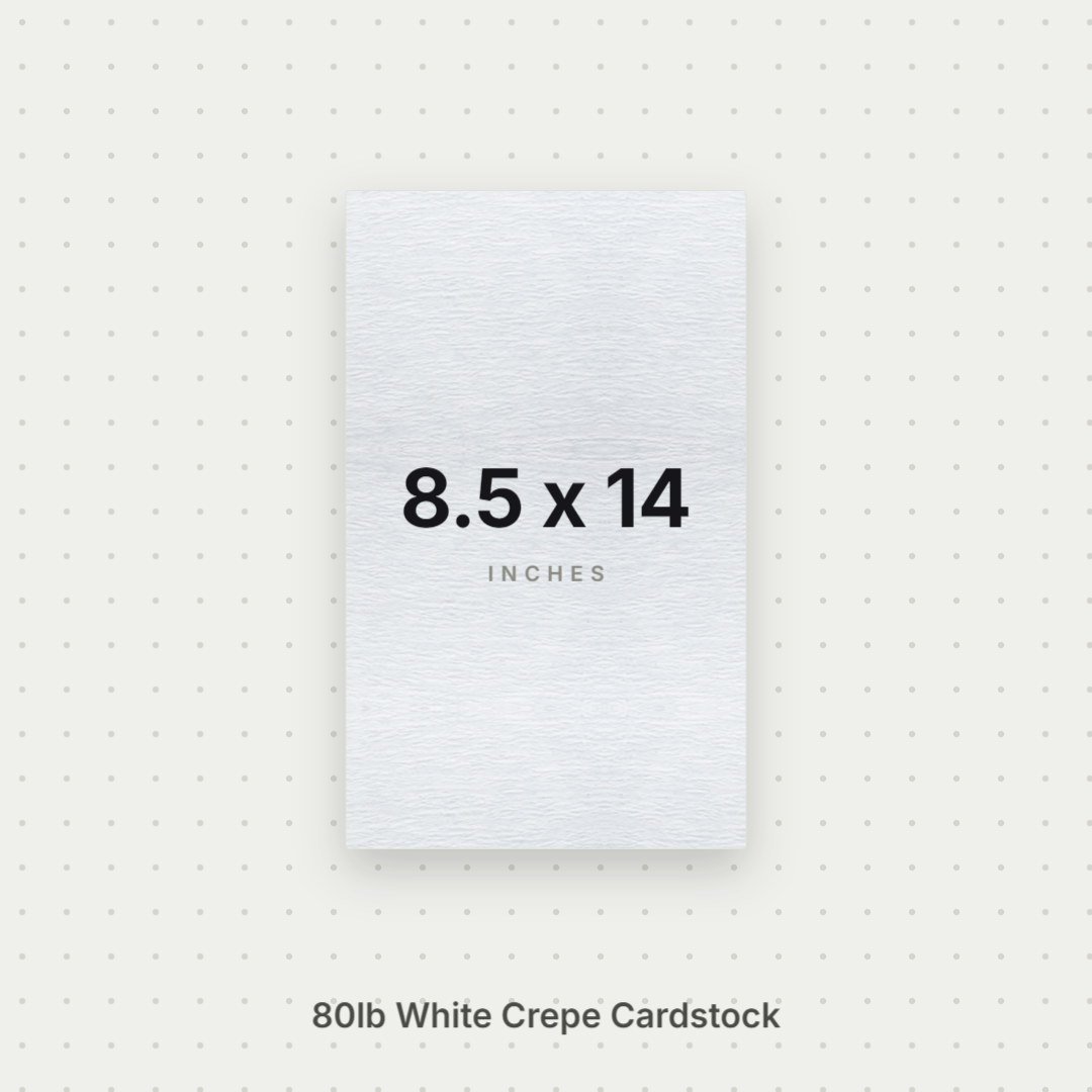 White Crepe Cardstock, 80# Cover Weight Textured Paper 8.5x14 Crepe ThunderBolt Paper 8.5x14