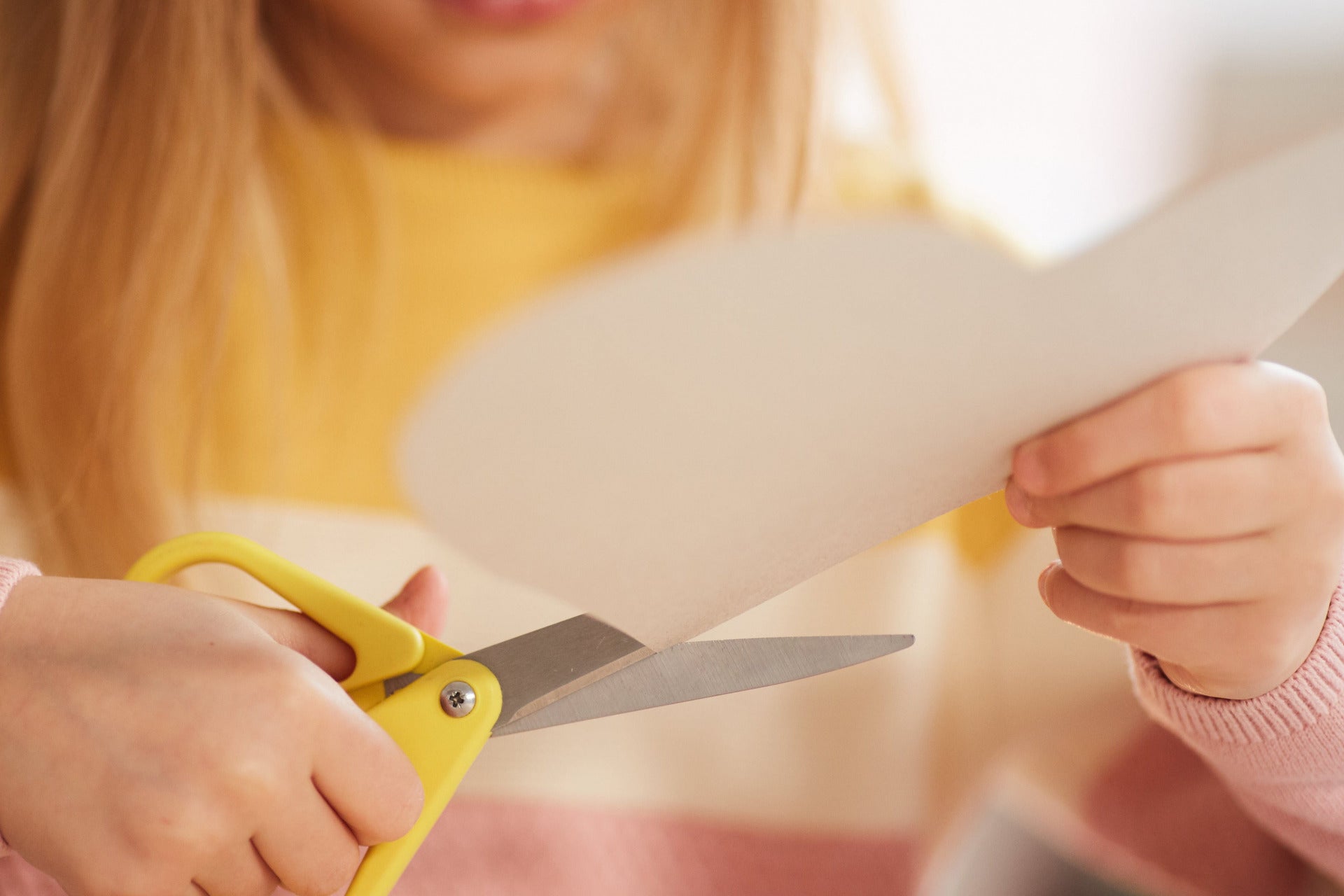 young girl cutting paper with scissors, ThunderBolt Paper, white cardstock or copy paper