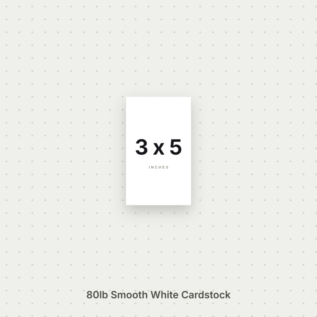 White Smooth Cardstock - 80# Cover Weight for Printing, Menus & Crafts 3x5 Smooth ThunderBolt Paper 3x5