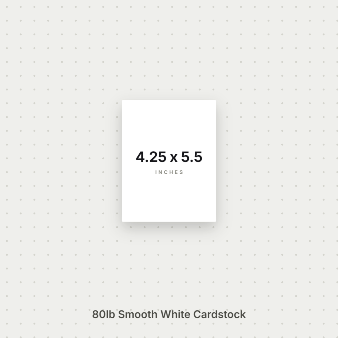 White Smooth Cardstock - 80# Cover Weight for Printing, Menus & Crafts 4.25x5.5 Smooth ThunderBolt Paper 4.25x5.5