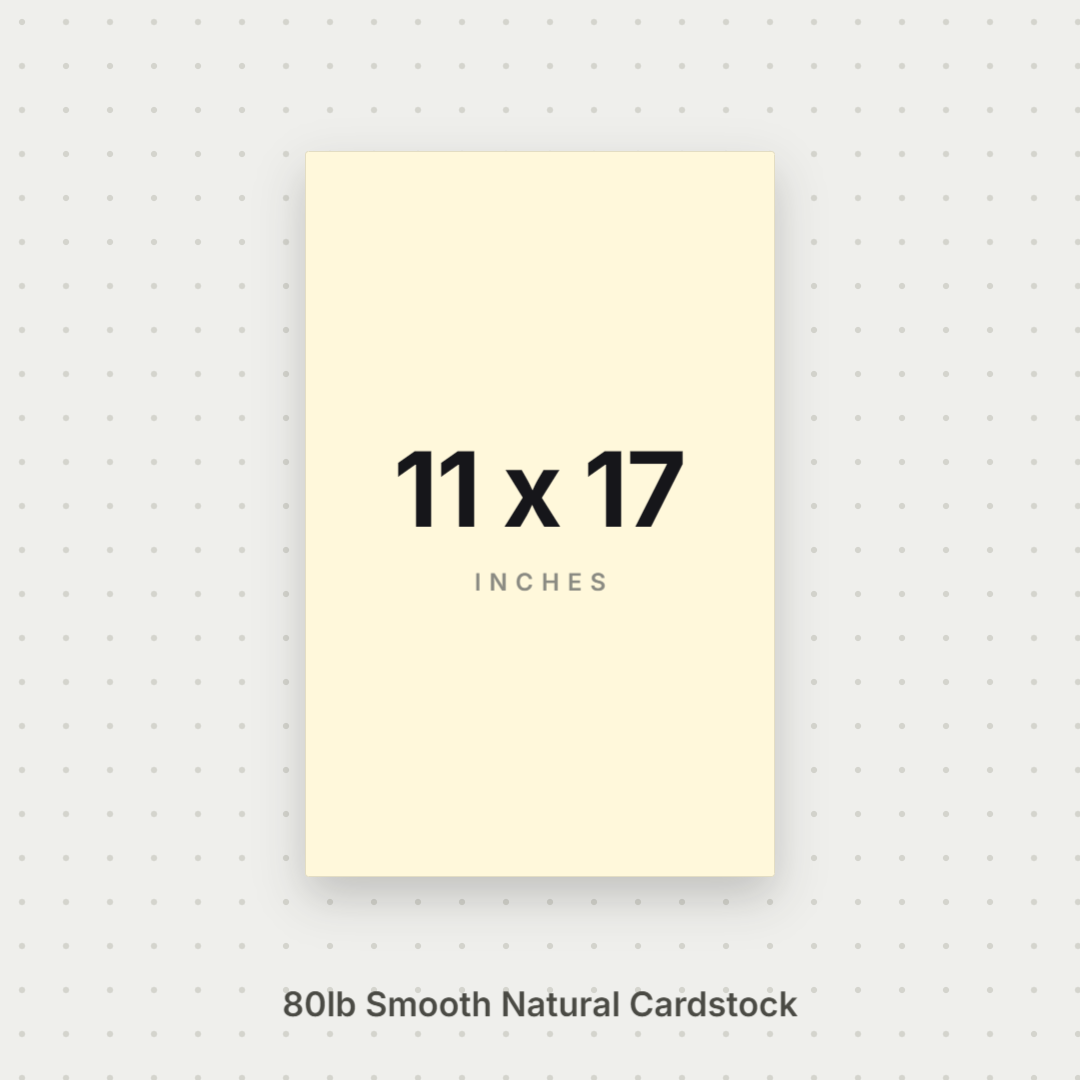 Natural Smooth Cardstock – 80# Cover Weight for Printing & Crafts 11x17 Smooth ThunderBolt Paper 11x17