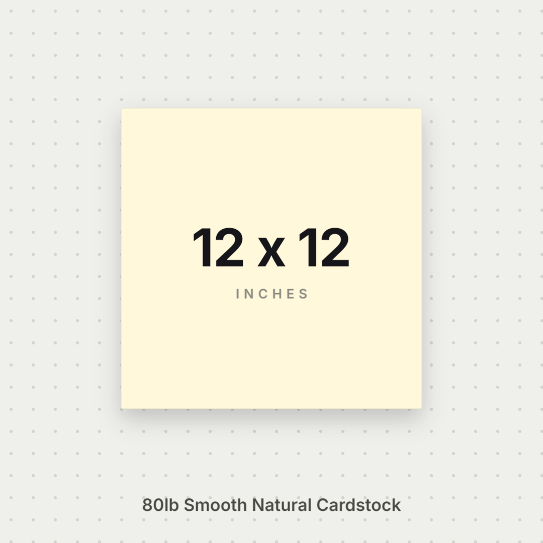 Natural Smooth Cardstock – 80# Cover Weight for Printing & Crafts 12x12 Smooth ThunderBolt Paper 12x12