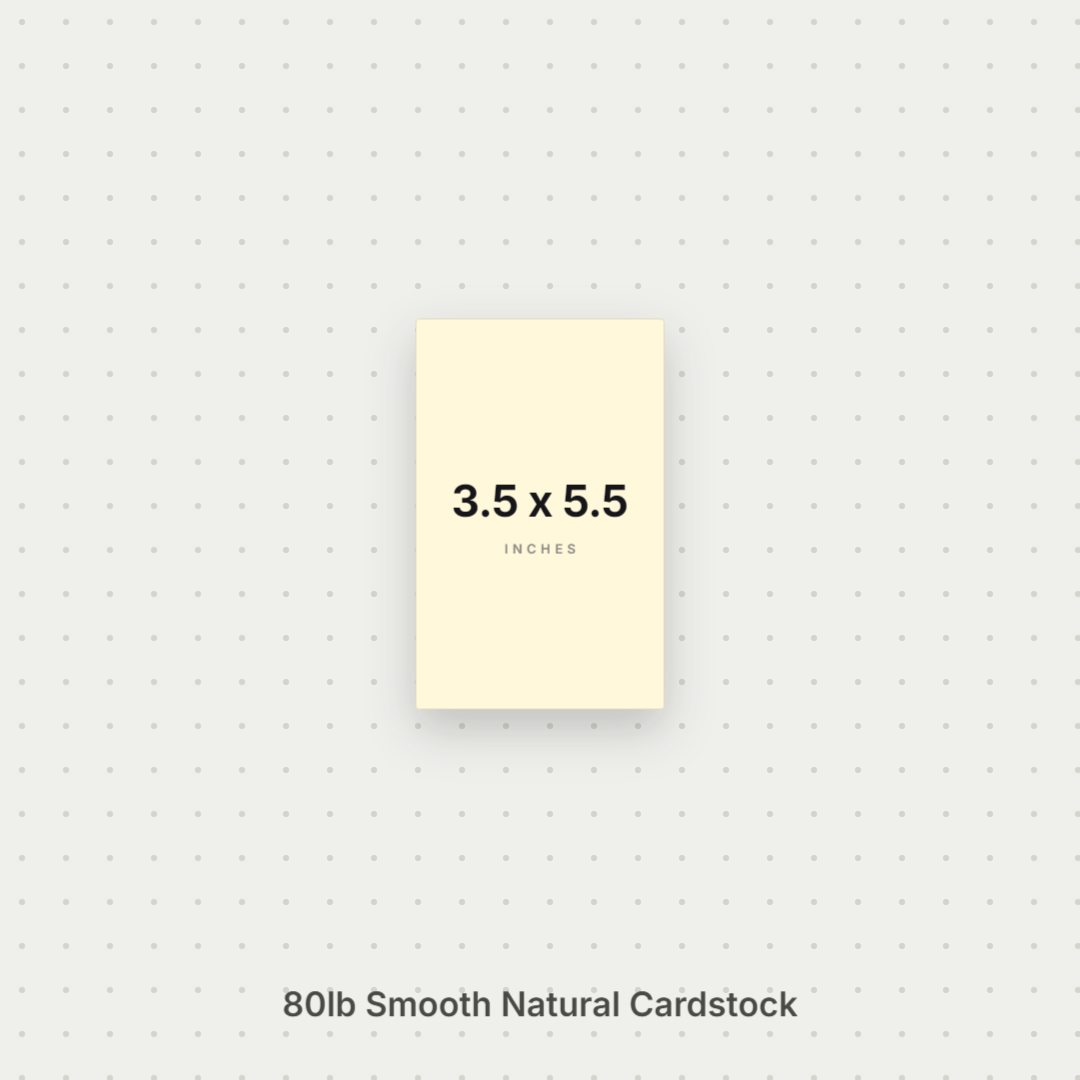 Natural Smooth Cardstock – 80# Cover Weight for Printing & Crafts 3.5x5.5 Smooth ThunderBolt Paper 3.5x5.5