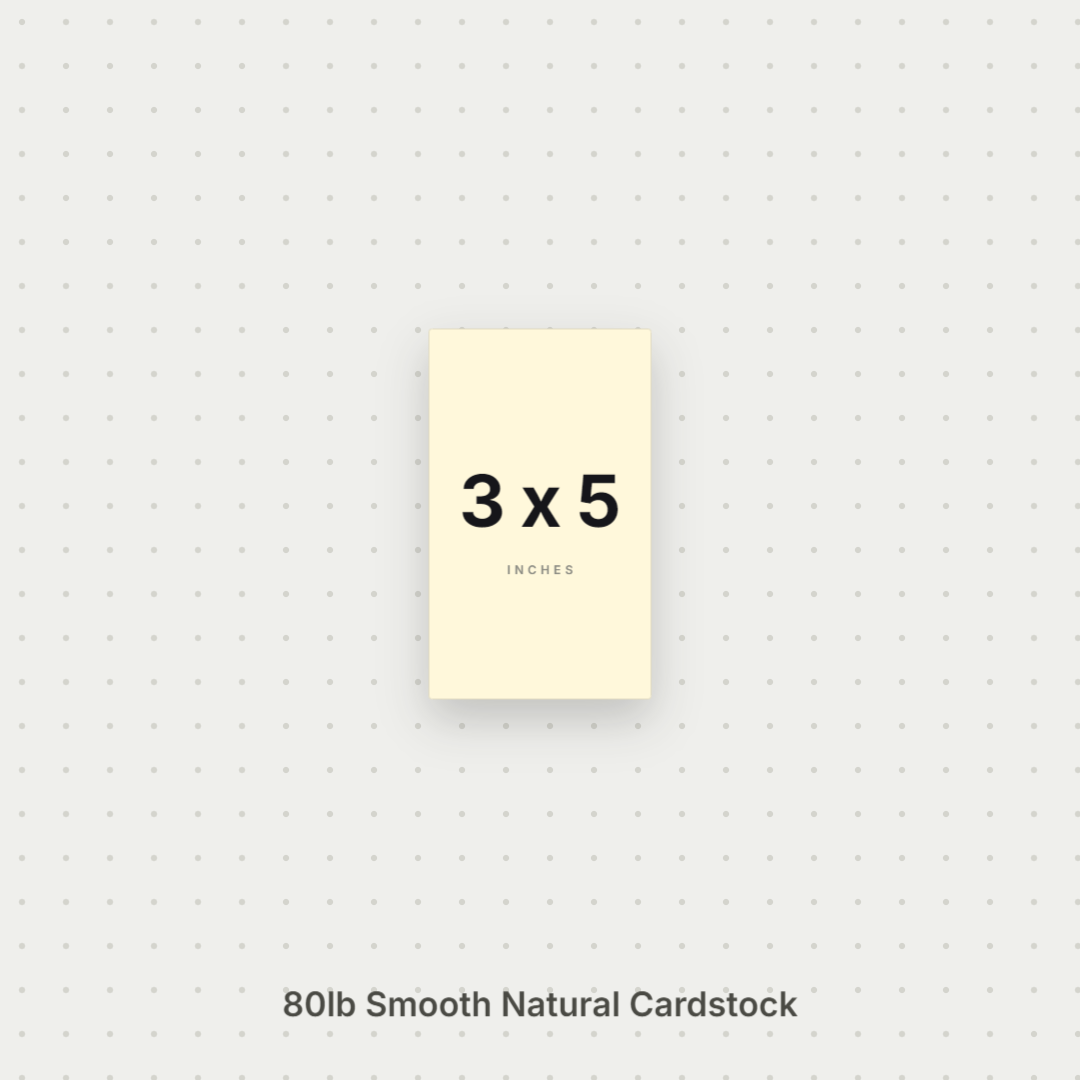 Natural Smooth Cardstock – 80# Cover Weight for Printing & Crafts 3x5 Smooth ThunderBolt Paper 3x5