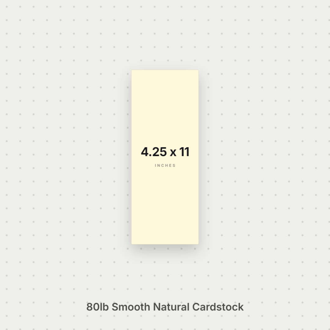 Natural Smooth Cardstock – 80# Cover Weight for Printing & Crafts 4.25x11 Smooth ThunderBolt Paper 4.25x11