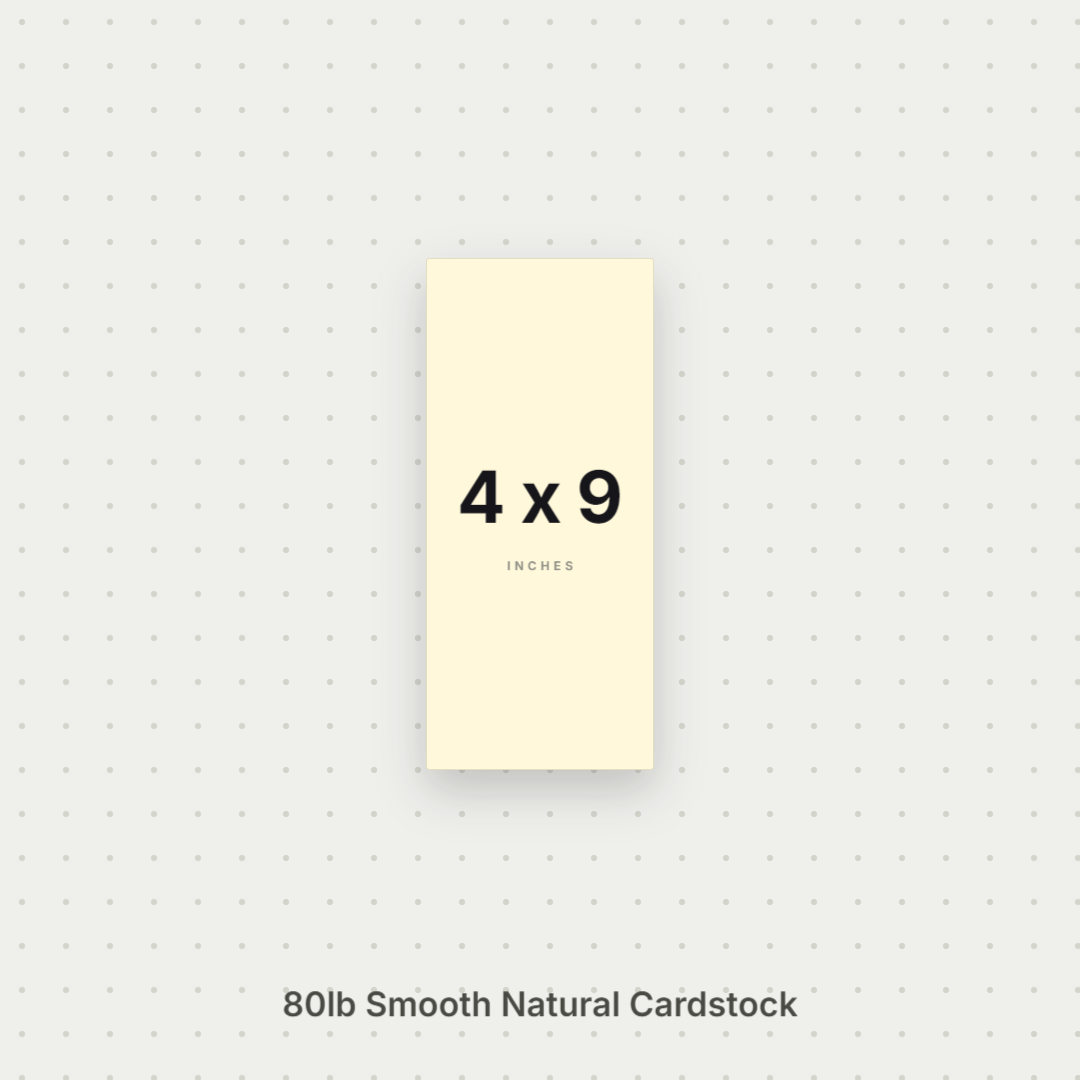 Natural Smooth Cardstock – 80# Cover Weight for Printing & Crafts 4x9 Smooth ThunderBolt Paper 4x9