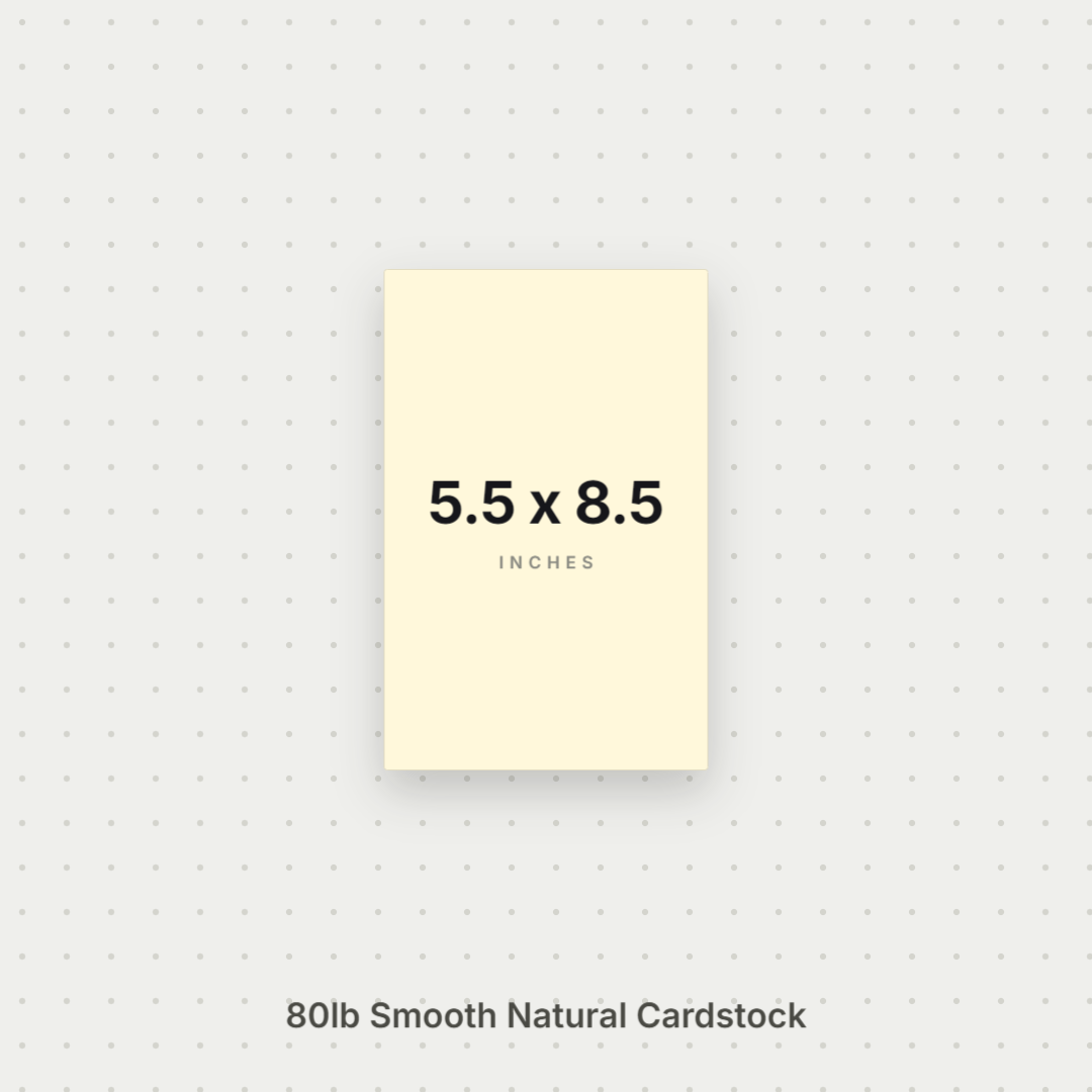 Natural Smooth Cardstock – 80# Cover Weight for Printing & Crafts 5.5x8.5 Smooth ThunderBolt Paper 5.5x8.5