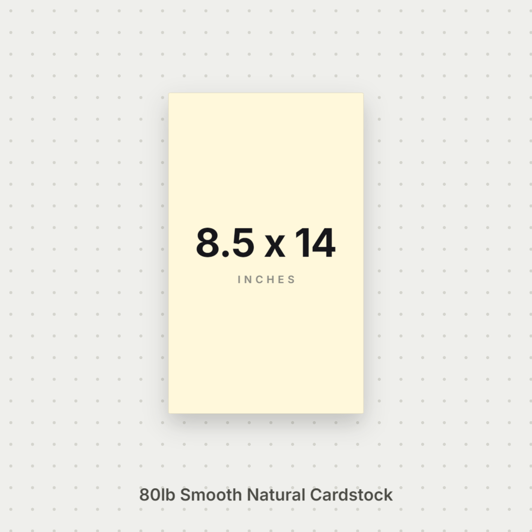 Natural Smooth Cardstock – 80# Cover Weight for Printing & Crafts 8.5x14 Smooth ThunderBolt Paper 8.5x14
