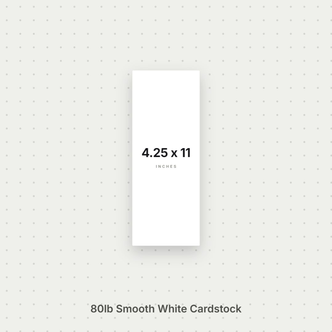 White Smooth Cardstock – 80# Cover Weight for Printing, Menus & Crafts 4.25x11 Smooth ThunderBolt Paper 4.25x11