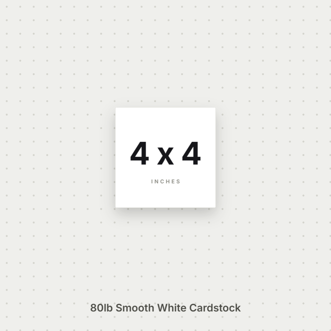 White Smooth Cardstock – 80# Cover Weight for Printing, Menus & Crafts 4x4 Smooth ThunderBolt Paper 4x4