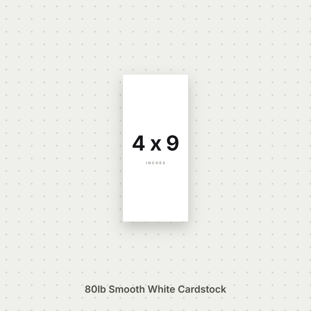 White Smooth Cardstock – 80# Cover Weight for Printing, Menus & Crafts 4x9 Smooth ThunderBolt Paper 4x9