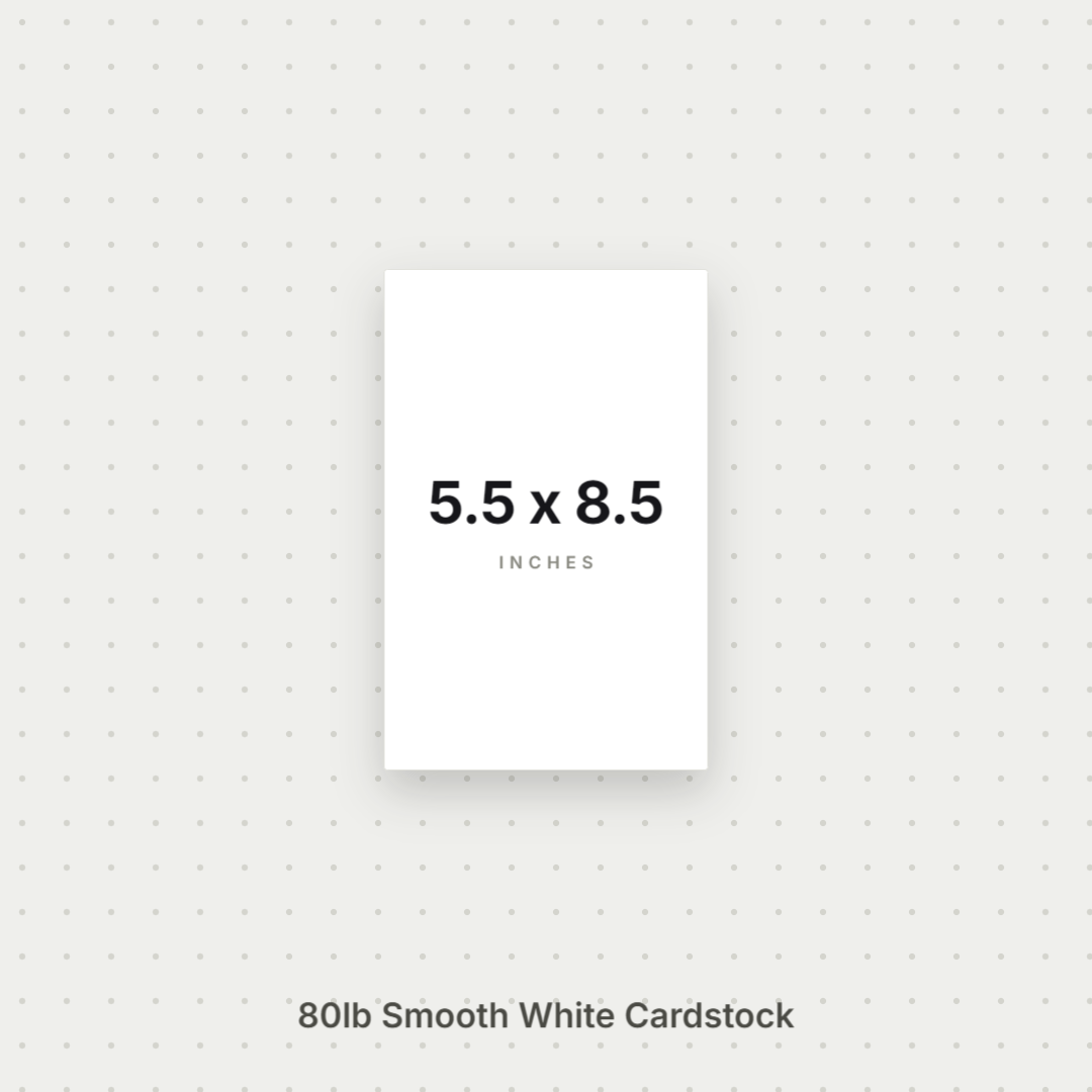 White Smooth Cardstock – 80# Cover Weight for Printing, Menus & Crafts 5.5x8.5 Smooth ThunderBolt Paper 5.5x8.5