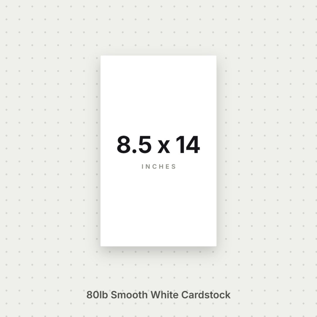 White Smooth Cardstock – 80# Cover Weight for Printing, Menus & Crafts 8.5x14 Smooth ThunderBolt Paper 8.5x14